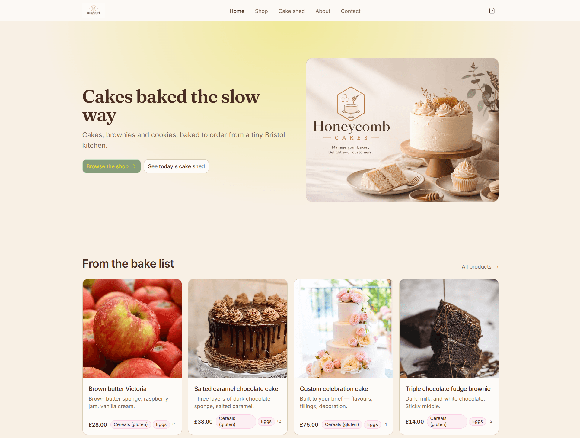 Preview of the demo bakery storefront